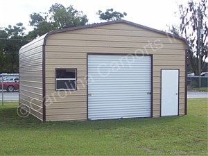Regular Roof Style Fully Enclosed Garage with 9 x 8 Garage Door on End